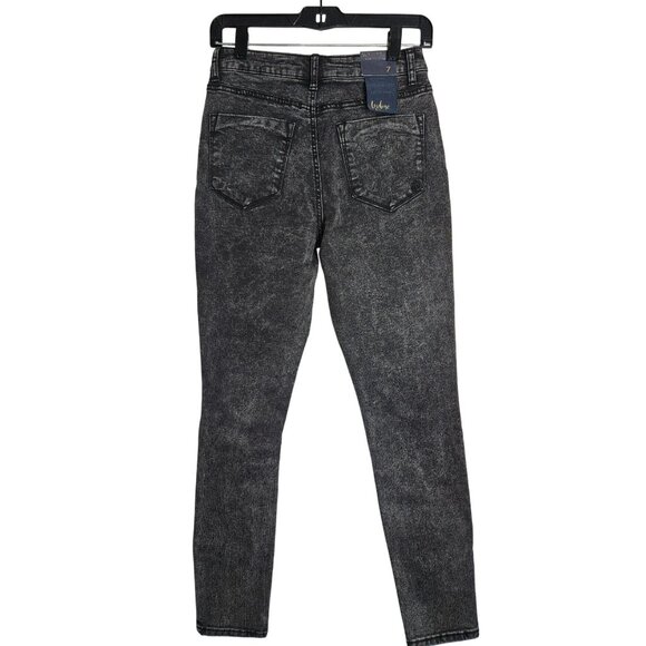 Indigo Rein Curvy Fit High Rise Skinny Jeans Size 7 Black Denim Womens - Picture 4 of 13